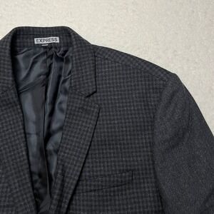 EXPRESS Men's Blazer 44 REGULAR Grey Houndstooth Wool Blend Photographer Fit